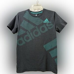 Adidas Kids Charcoal and Teal Graphic Tee